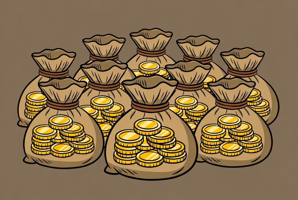 10 мішків по 10 монет