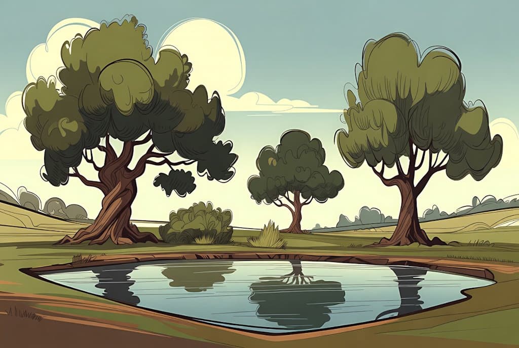 Квадратний ставок і 4 дуби